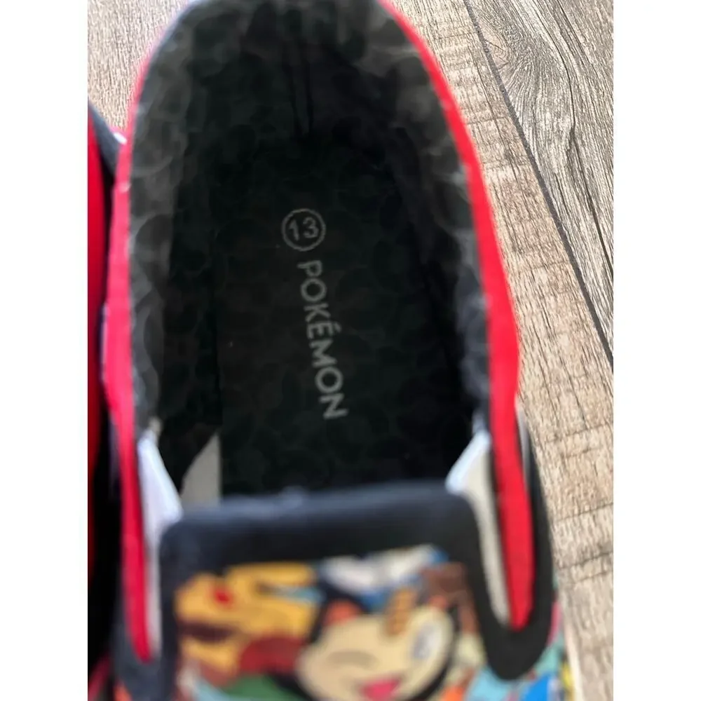 Pokemon Boy's The Original Four Types Low Top Slip On Shoes Size 13